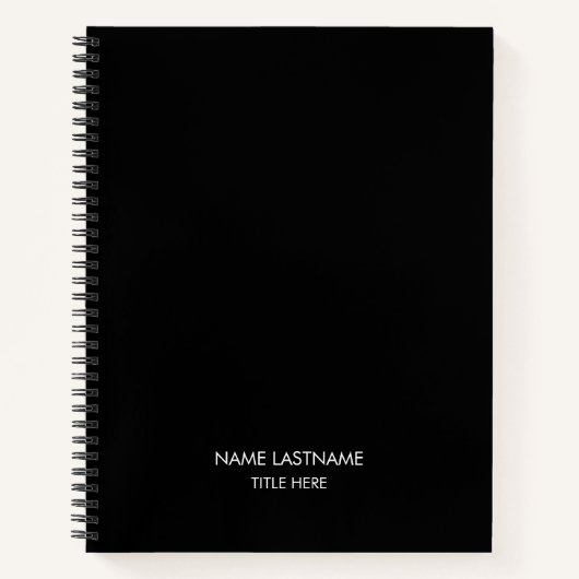 ミニマル黒名前をカスタムする文字モノグラムエレガント ノートブック (正面)