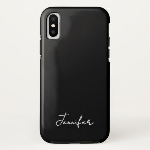 ミニマル黒名前をカスタムする署名スクリプト iPhone X ケース