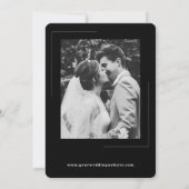 ミニマル黒幾何線結婚写真 招待状 (裏面)