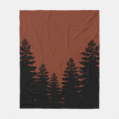ミニマル黒松シルエット茶色 フリースブランケット (正面)