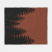 ミニマル黒松シルエット茶色 フリースブランケット (正面(横))