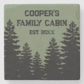 ミニマル黒松シルエット ストーンコースター (正面)