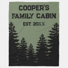 ミニマル黒松シルエット フリースブランケット