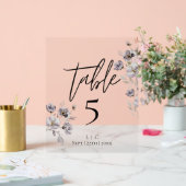 ミニマル黒水色テーブル番号 アクリルサイン (ウェディング)