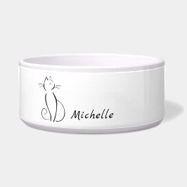 ミニマル黒猫オンホワイトアド ボウル