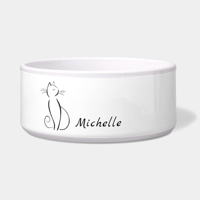 ミニマル黒猫オンホワイトアド ボウル (正面)