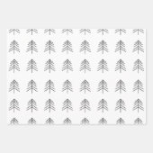 ミニマル黒白クリスマスパイン ラッピングペーパーシート (正面3)