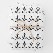 ミニマル黒白クリスマスパイン ラッピングペーパーシート (インサイチュ)