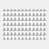 ミニマル黒白クリスマスパイン ラッピングペーパーシート (正面)