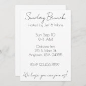 ミニマル黒白サンデーブランチ 招待状 (正面/裏面)