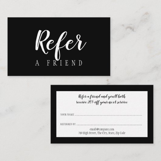 ミニマル黒白スクリプエレガントト 紹介カード (正面/裏面)