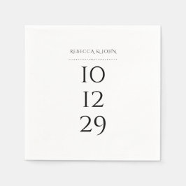 ミニマル黒白スペシャルデー結婚ト スタンダードカクテルナプキン