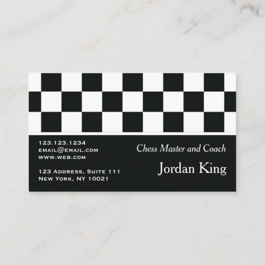 ミニマル黒白チェス市松模様にコーチ 名刺 (裏面)