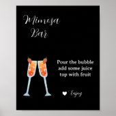 ミニマル黒白ブライダルシャワーミモザバー ポスター (正面)