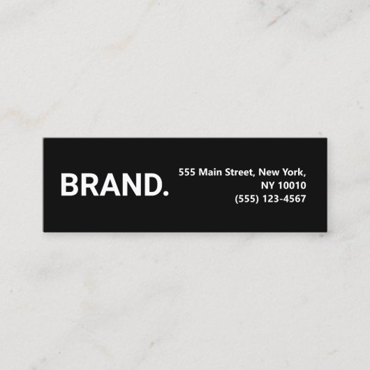 ミニマル黒白モダンはっきりした スキニー名刺 (正面)