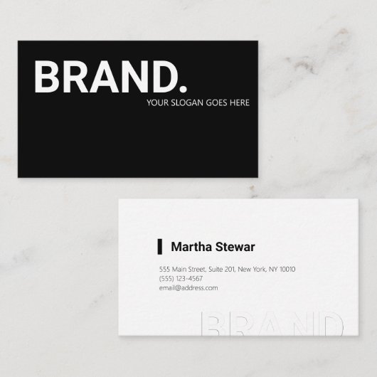 ミニマル黒白モダンはっきりした 名刺 (正面/裏面)