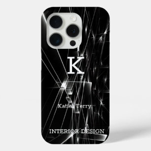 ミニマル黒白モノグラムモダンケースマ iPhone 15 PROケース