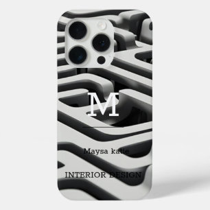 ミニマル黒白モノグラムモダンケースマ iPhone 15 PROケース