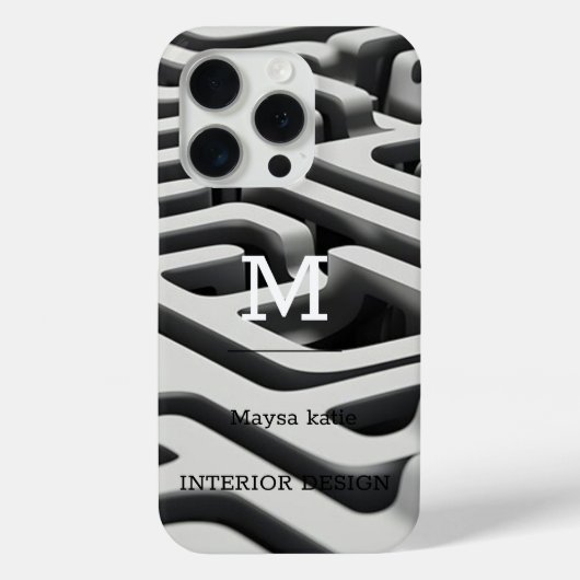 ミニマル黒白モノグラムモダンケースマ Case-Mate iPhoneケース (裏面)