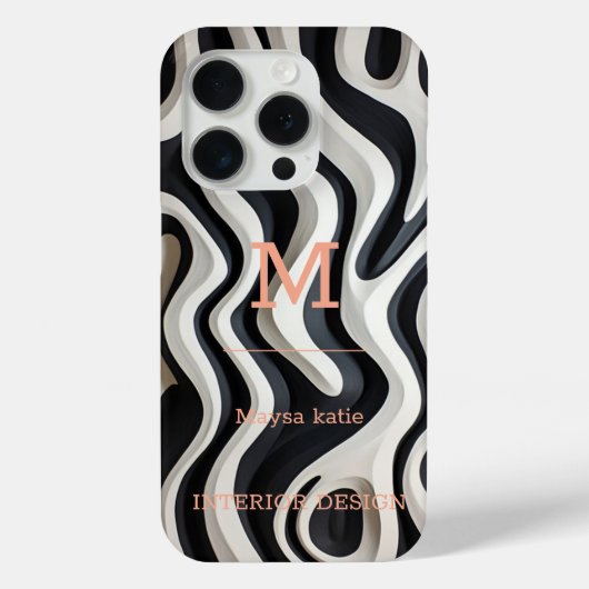 ミニマル黒白モノグラムモダンケースマ Case-Mate iPhoneケース (裏面)