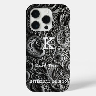 ミニマル黒白モノグラムモダンケースマ iPhone 15 PROケース