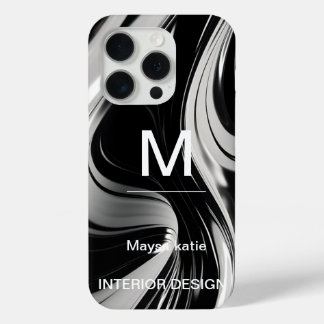 ミニマル黒白モノグラムモダンケースマ iPhone 15 PROケース
