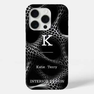 ミニマル黒白モノグラムモダンケースマ iPhone 15 PROケース