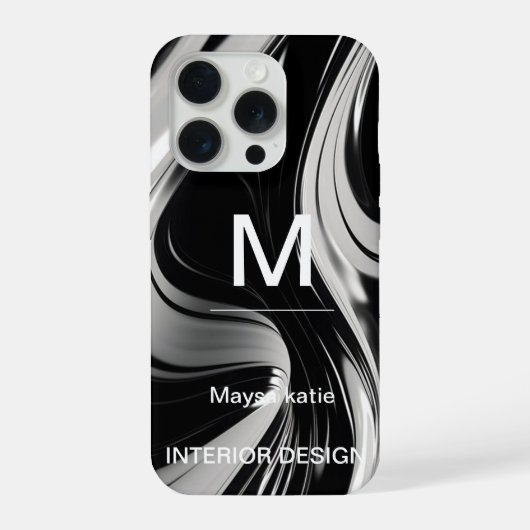 ミニマル黒白モノグラムモダンケースマ iPhoneケース (裏面)