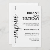 ミニマル黒白誕生日 招待状 (正面/裏面)