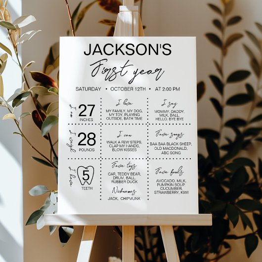 ミニマル黒白1歳の誕生日マイルストーン ポスター