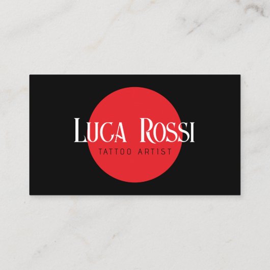 ミニマル黒赤ローズタトゥーアーティストショップ 名刺 (裏面)