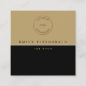 ミニマル黒金ゴールドタイポグラフィロゴQRコード スクエア名刺 (正面)