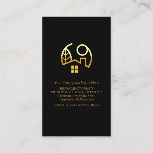 ミニマル黒金ゴールドラインの屋根の風景 名刺 (裏面)
