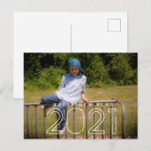 ミニマル2021年賀子供写真 ポストカード (正面/裏面)