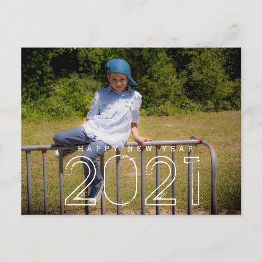 ミニマル2021年賀子供写真 ポストカード (正面)