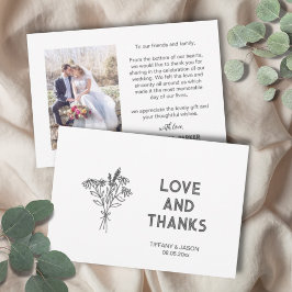 ミニマル1フォトクリーンシンプルモダン結婚 サンキューカード