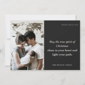 ミニマル1フォトブラック&ホワイトのクリスマススピリット シーズンカード (正面)