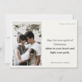 ミニマル1フォトブラック&ホワイトのクリスマススピリット シーズンカード (正面)