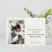 ミニマル1フォトブラック&ホワイトのクリスマススピリット シーズンカード (スタンド正面)