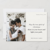 ミニマル1フォトブラック&ホワイトのクリスマススピリット シーズンカード (正面)