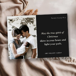 ミニマル1フォトブラック&ホワイトのクリスマススピリット シーズンカード