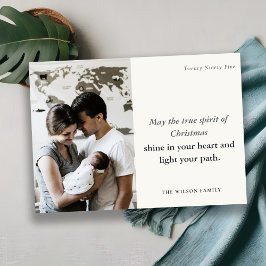 ミニマル1フォトブラック&ホワイトのクリスマススピリット シーズンカード