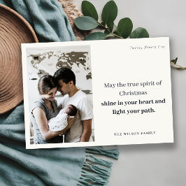 ミニマル1フォトブラック&ホワイトのクリスマススピリット シーズンカード