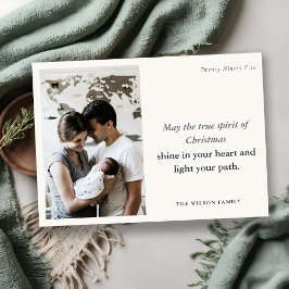 ミニマル1フォトブラック&ホワイトのクリスマススピリット シーズンカード