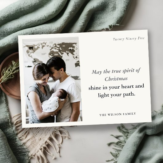ミニマル1フォトブラック&ホワイトのクリスマススピリット シーズンカード