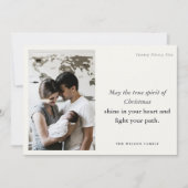 ミニマル1フォトブラック&ホワイトのクリスマススピリット シーズンカード (正面)