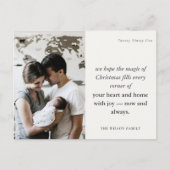 ミニマル1フォトブラック&ホワイトのクリスマススピリット シーズンポストカード (正面)