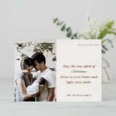 ミニマル1フォトブラック&ホワイトのクリスマススピリット 箔シーズンカード (立ち正面)