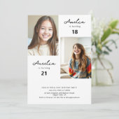 ミニマル10代のガールズ共同誕生日パーティー写真 招待状 (スタンド正面)