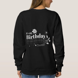 ミニマル12月 誕生日 フラワー ブラック タイポグラフィ スウェットシャツ